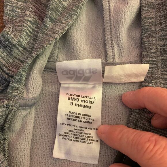 ADIDAS Boy’s One-Piece Hooded Zip Up Romper / Size: 9 Months - Picture 4 of 9